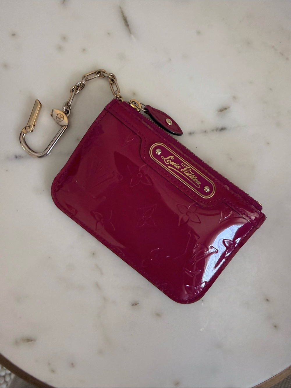 Louis Vuitton Patent Vernis Coin Pouch - Raspberry Pink with Gold Hardware